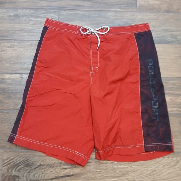 Vintage Y2K Polo Sport‎ Ralph Lauren Swim Trunks Mens 36 Red Nylon Swimsuit 90s - Picture 1 of 9